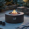 32 In. W X 13.5 In. H Iron Propane Gas Burning round Outdoor Patio Fire Pit in Dark Grey
