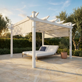 144"L X 144"W X 106"H Vinyl Monterey Canopy Pergola, White, VA42073
