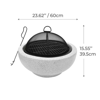 Contemporary Wood round Burning Fire Pit in Grey