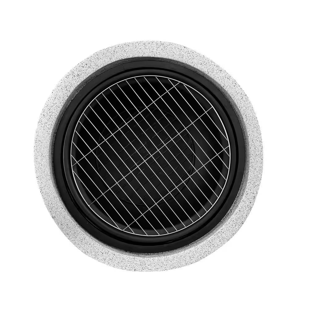 Contemporary Wood round Burning Fire Pit in Grey