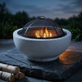 Contemporary Wood round Burning Fire Pit in Grey