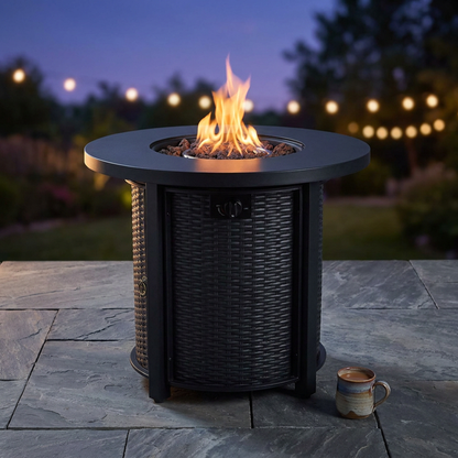 30" Propane Gas Fire Pit Table, 50000 BTU round Steel Fire Pit — Studio Shot