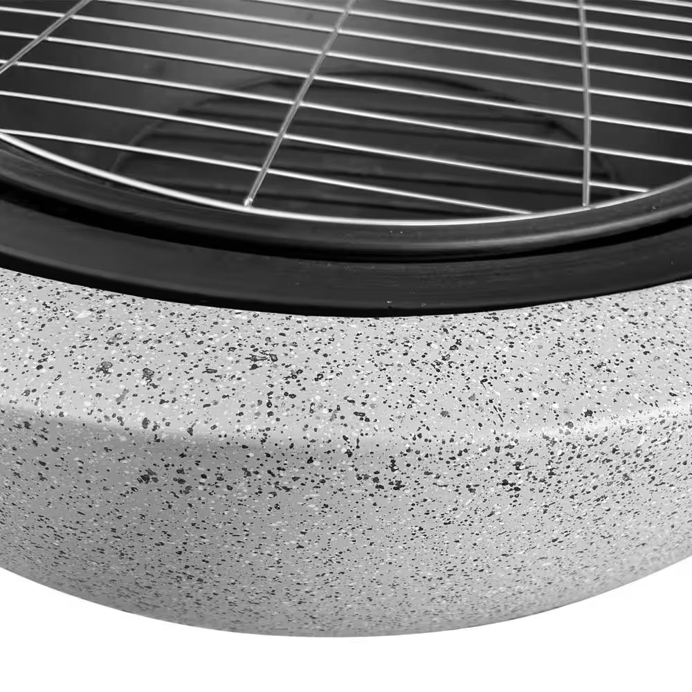 Contemporary Wood round Burning Fire Pit in Grey